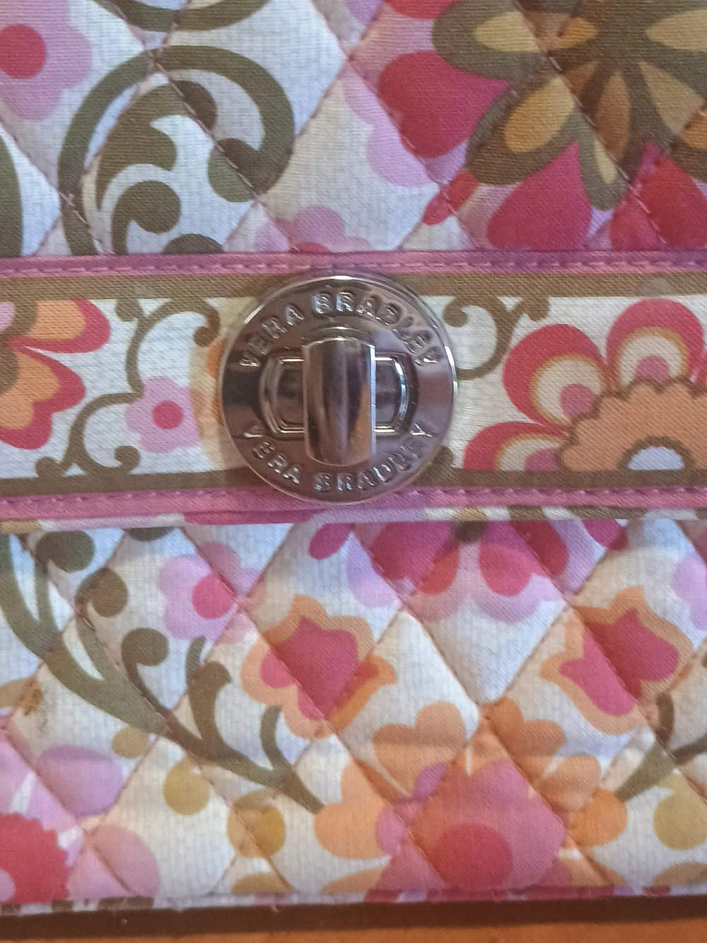 Vera Bradley Quilted Floral Crossbody in Pink, Gold and Orange
